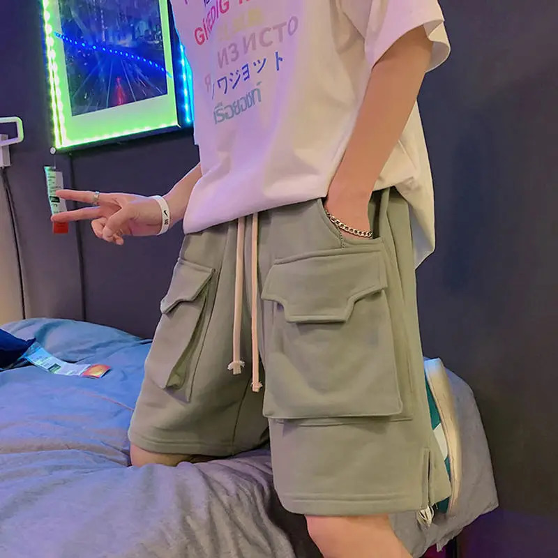 Mens Summer Multiple Pockets Loose Cargo Shorts Classic Street Casual Korean Straight Cylinder All-match Male Short 250225