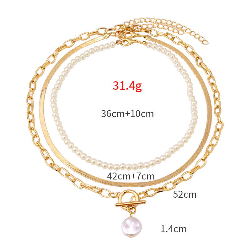 Vintage multi-layer beaded chain small incense necklace simple versatile imitation pearl trend necklace jewelry