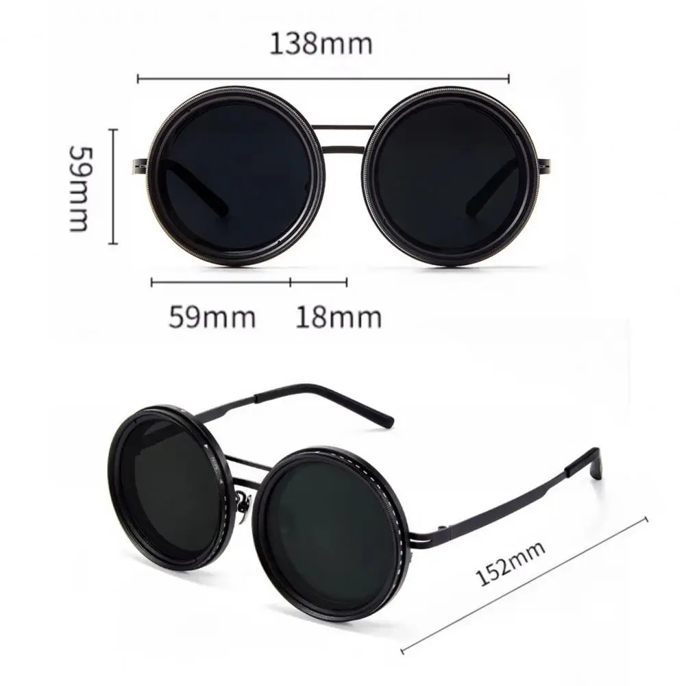 Stylish Rounded Polarized 1-9 Gears Adjustable Sunglasses with ND Filter Lenses Handcrafted Retro Glasses for Men Women 250221
