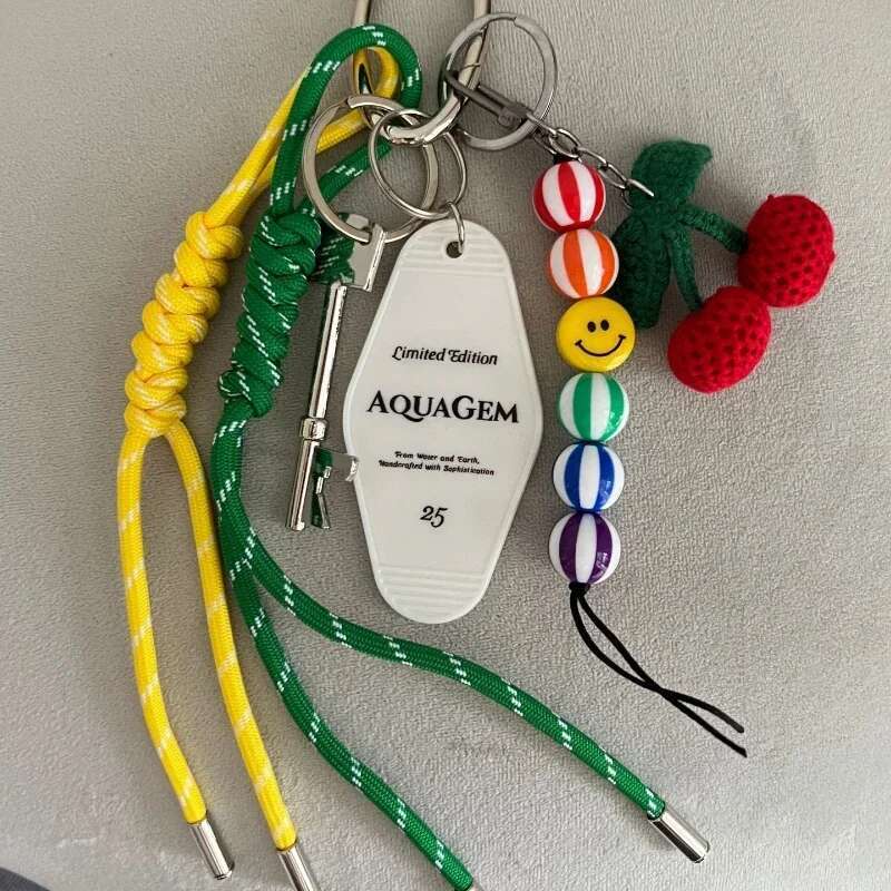 Chocolate Sausage Dog Baseball Car Keychain Tennis String Simple Trendy Bag Pendant Cute Fashion Knot Doll Hanging Decorations