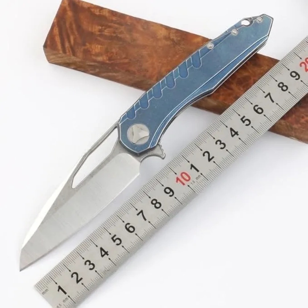 Blue titanium Steel handle Magic Amulet Outdoor hunting knife