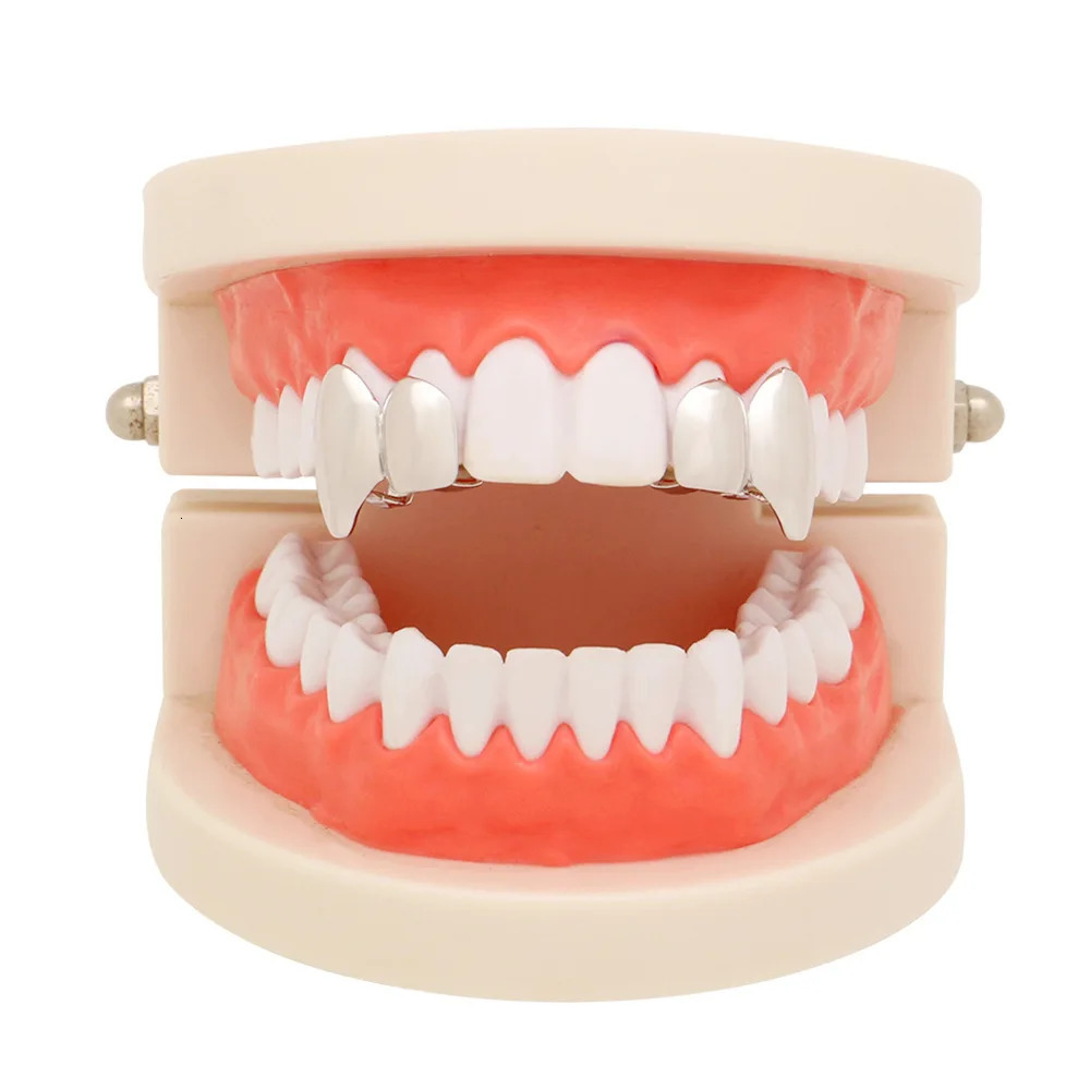2PC Teeth Shape Top Bootom Dental Mouth Caps Cosplay Party Rapper Hip Hop Jewelry TG077 250220