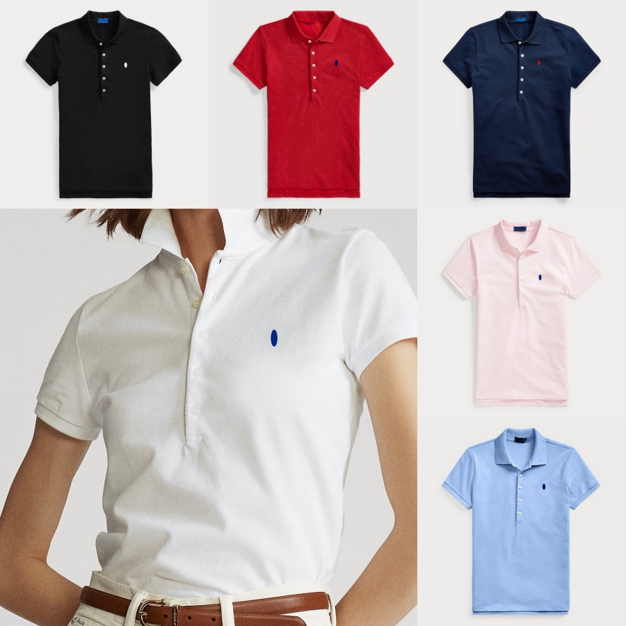 Designer T Shirt Womens Designer Tshirt Women Tops Polo Shirts with Collar Short Sleeve Buttons Cotton Horse Embroidery Summer T Shirt Designer Women Blouse Fashion