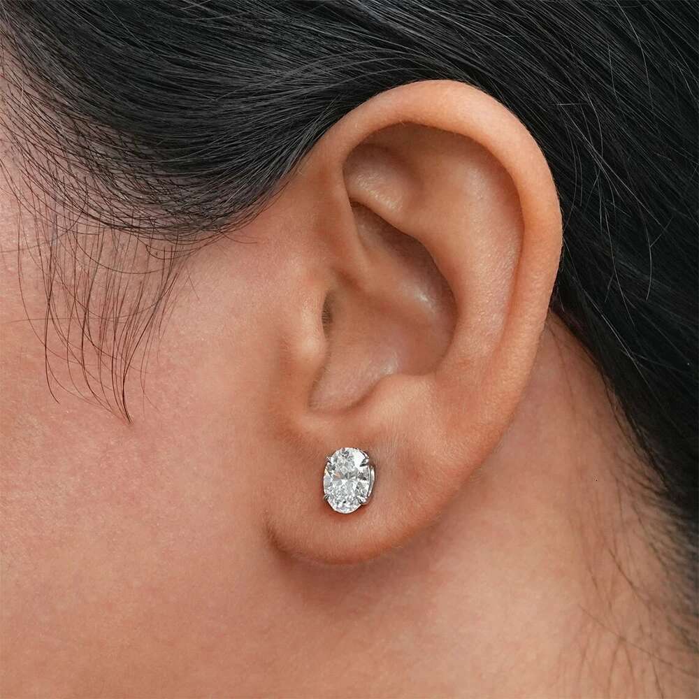 1-4ct Oval Cut Moissanite Stud Earring for Women Men D Color Sparkg Dia Sterg Sier Ear Studs Party Jewelry Gifts