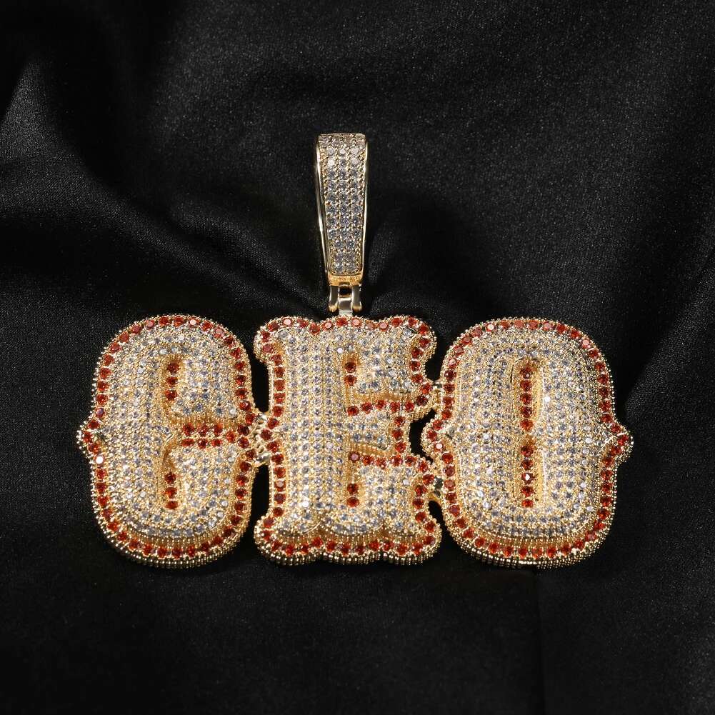 TBTK Custom Bold Spiny Letters Two Tone Pendant Micro Paved Cubic Zirconia Personalized NamePlate Necklace Hiphop Jewelry