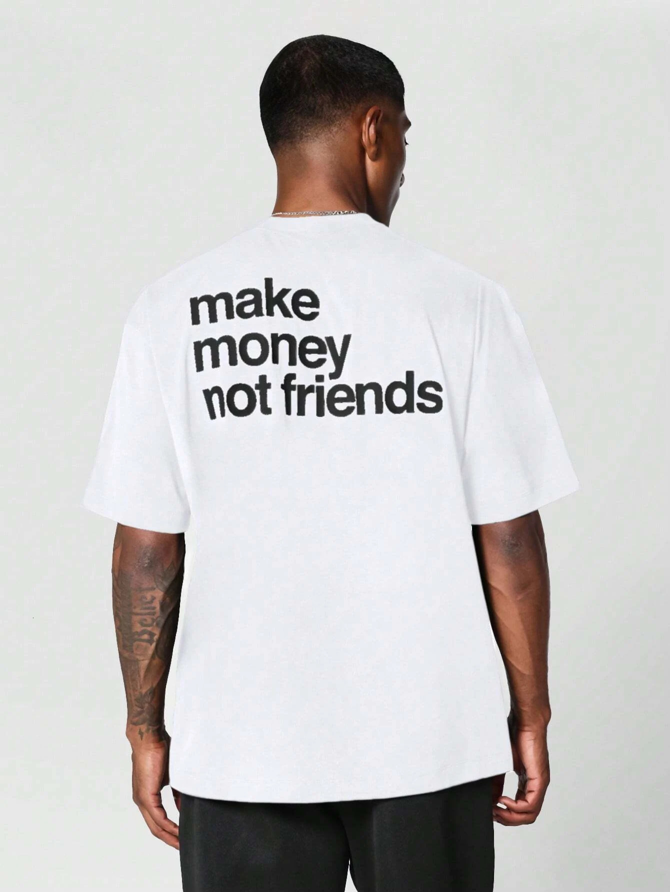 Make Money Not Friends Mens Cotton T-shirt Fashion Large Size Top Leisure Short Sleeve Street Clothing Arrival T-shirt 250225
