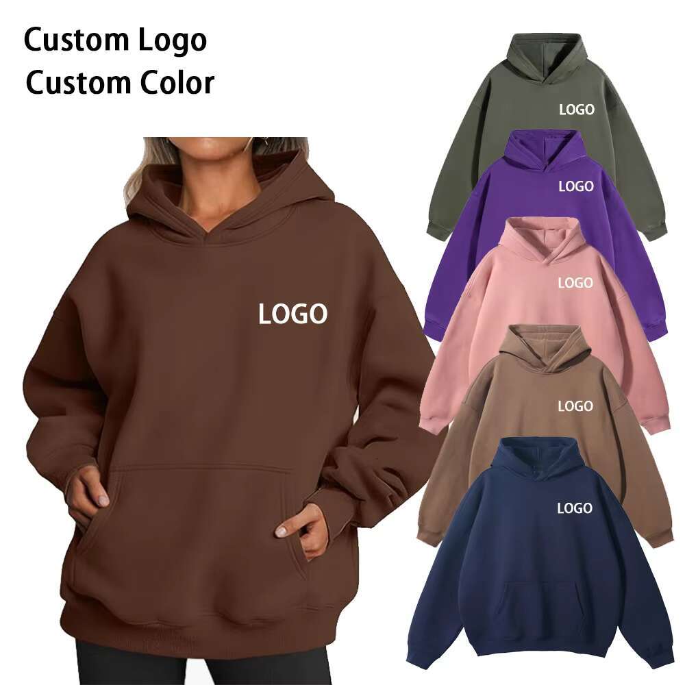 Cotton Sweatshirts Drop Shoulder Pullover Sporty Plain Soft Women's Hoodies