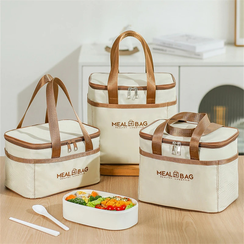 Square Insulated Lunch Bag For Women Kids Cooler Thermal Bag Portable Bento Box Ice Pack Tote Work Food Pouch Picnic Container 250225