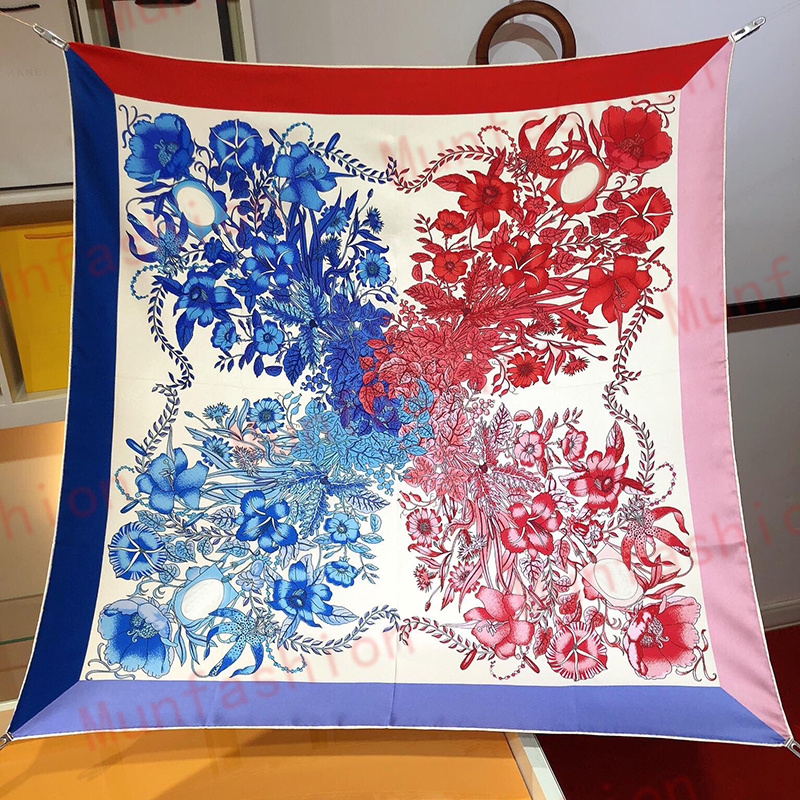 2025 Primavera 90 Cm Flora Square Silves Sharves Echarpe Scarpa Seta Scarf Desi…