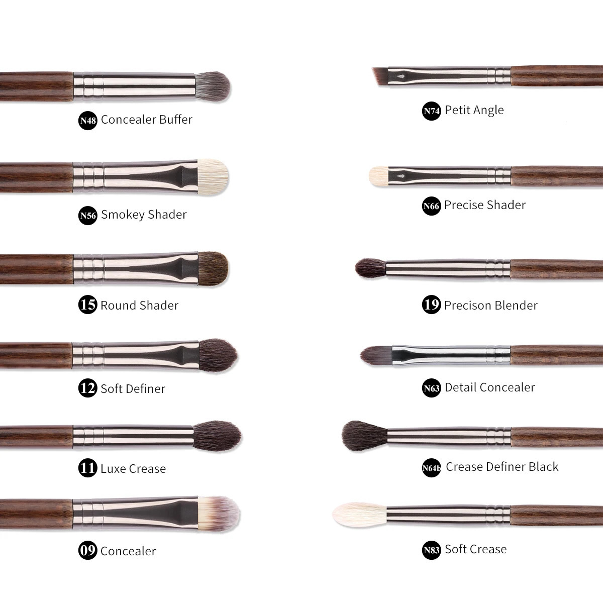 OVW 12pcs Eye Shadow Nature Hair Eyeliner Eyebrow Lip Cosmetic Beauty Makeup Brushes Tools 250224