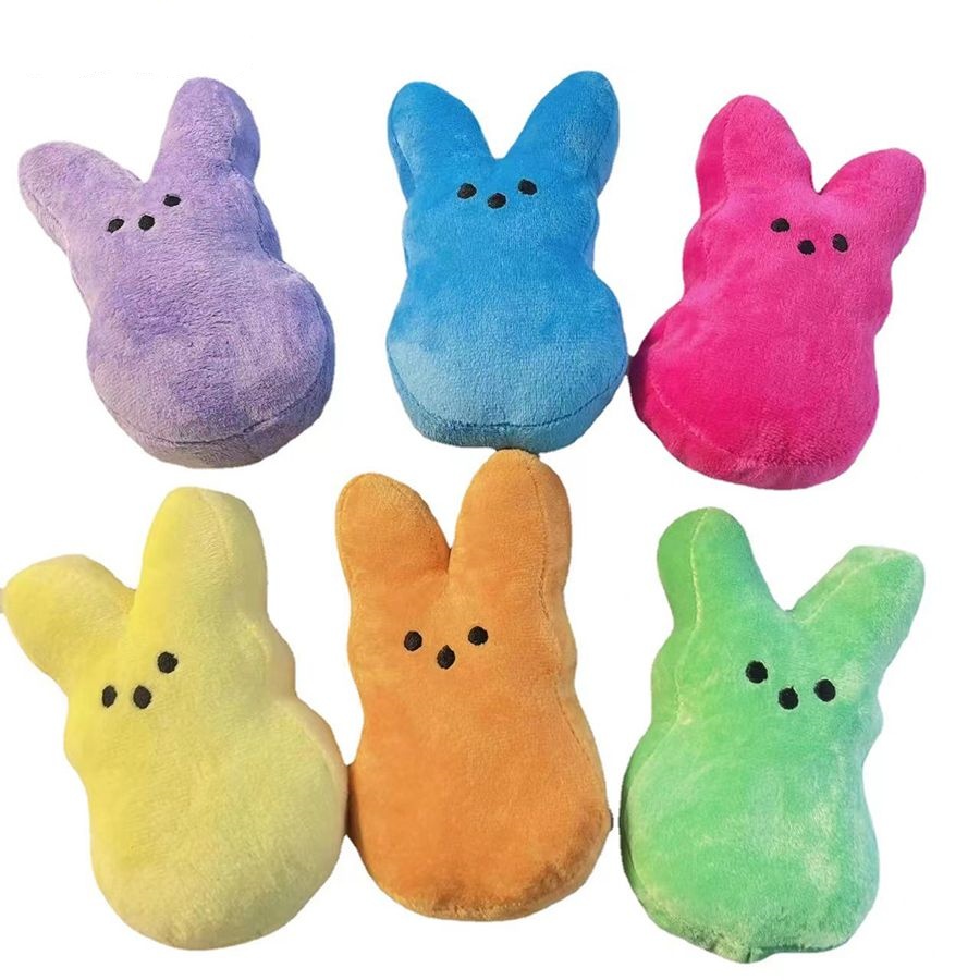 6 Inch Plush Easter Bunny Rabbit Toy Kids Toddler Baby Animal Doll Easter Party Supply Gift, Soft Velvet Cute Cuddle Toys for Boys Girls
