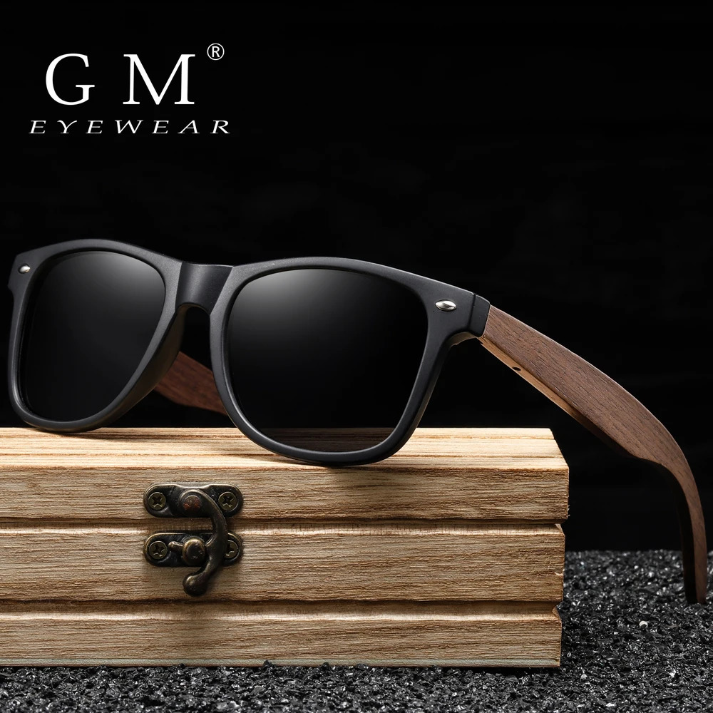 GM Handmade Walnut Wooden Eyewear Polarized Mirror Sunglasses Men Women Vintage de sol masculino UV400 250221