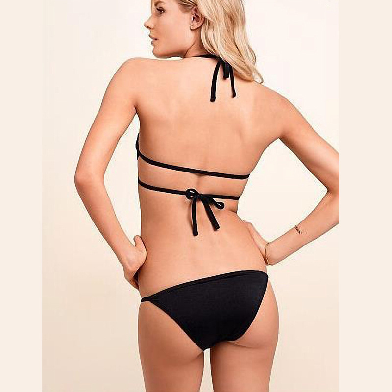 designer swimwear Black high-end nylon Lycra three-point BIKINI sexy bikini swimsuit