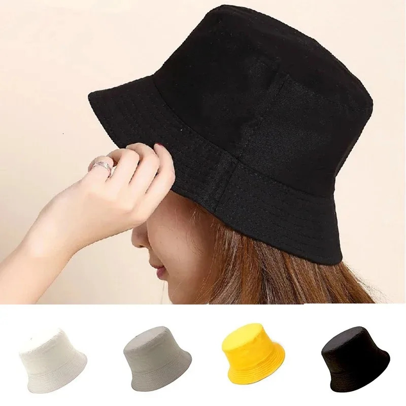 Soft Cotton Solid Color Sun Hats Black Foldable Bucket Hat Street Headwear Fisherman Outdoor Cap Men and Woman Caps 250210