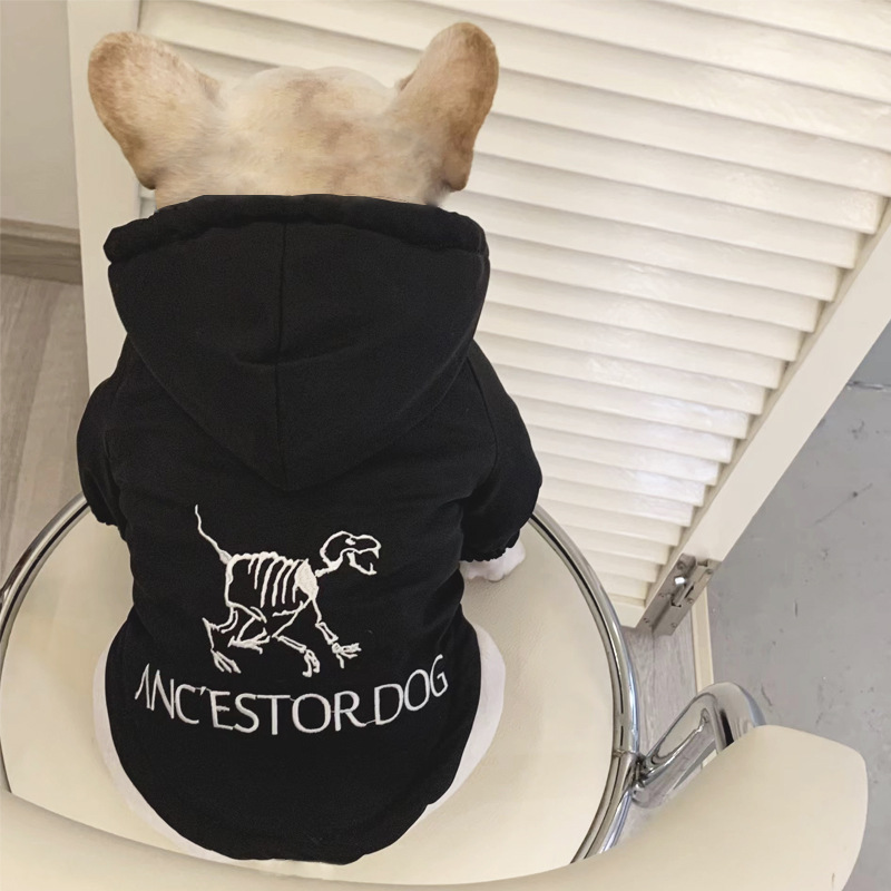 Dog Hoodie Pet Clothes Warm Soft Fleece Coats with Cool Skeleton Pattern Fall Winter Puppy Sweaters for Small Medium Large Dogs French Bulldog Outfits