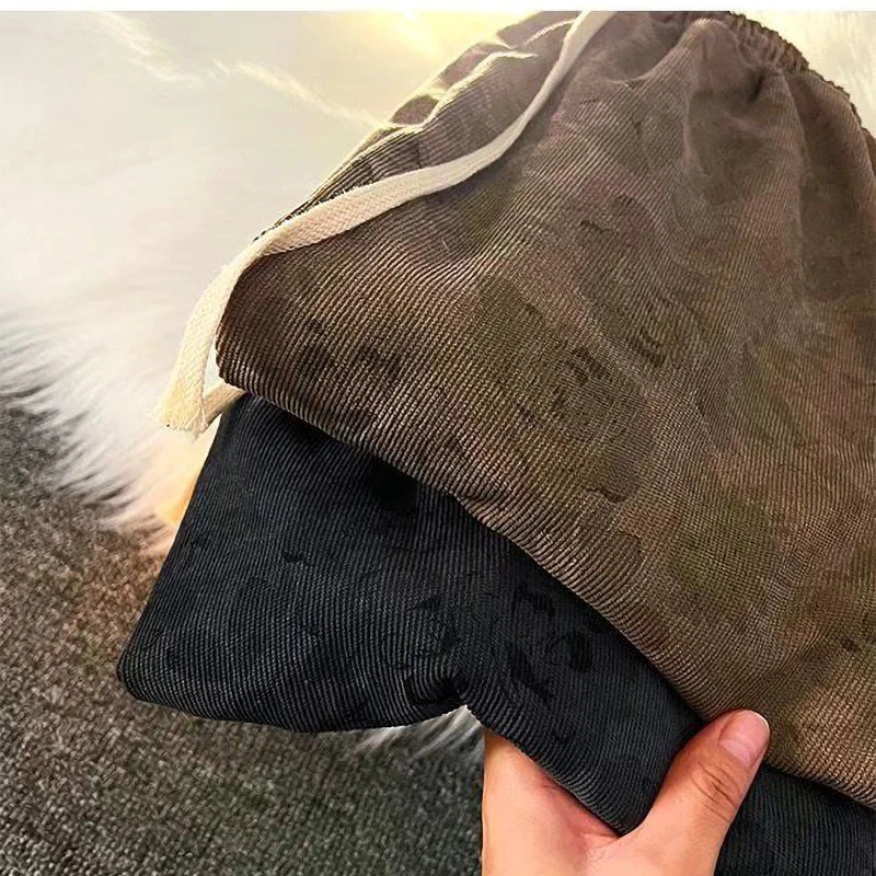 Vintage Floral Corduroy Pants Streetwear Y2k Men Wide leg Oversize Harajuku Casual Straight Long Trousers Korean Fashion 250225