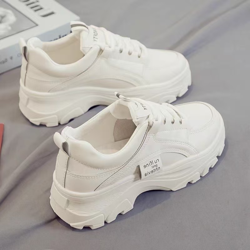 Top quality Brand High Quality New Style Free Delivery Designer Fashion Split Leather Chunky Sneakers White Shoes Lace Up Tenis Feminino Zapatos De Mu