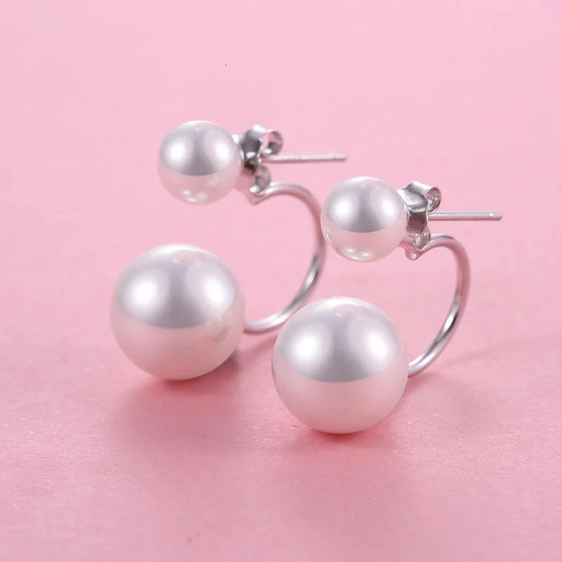 Huitan Double Pearl Earrings for Women Creative n Fashion Versatile Female Earring Daily Wear Temperament Jewelry 250210