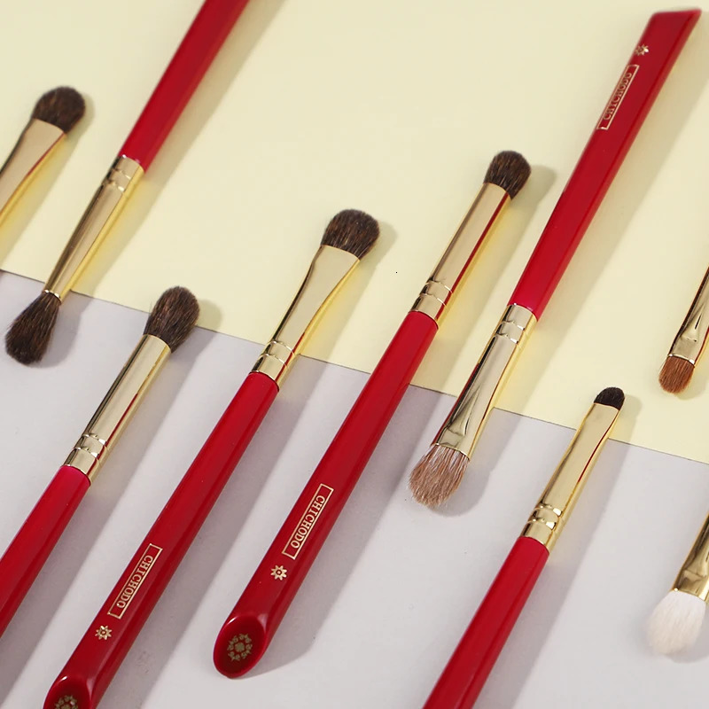 CHICHODO Makeup Brush- Red Rose series-Selected Natural Animal Hair EyeBrushes Set-Professional Eye Make Up Brush Tools 250224