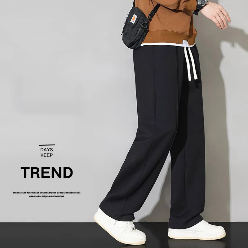 Mens Grey Loose-fit Straight-leg Casual Pants Summer Lightweight Draped Wide-leg Sweatpants For Men Comfortable Long Pants 250226