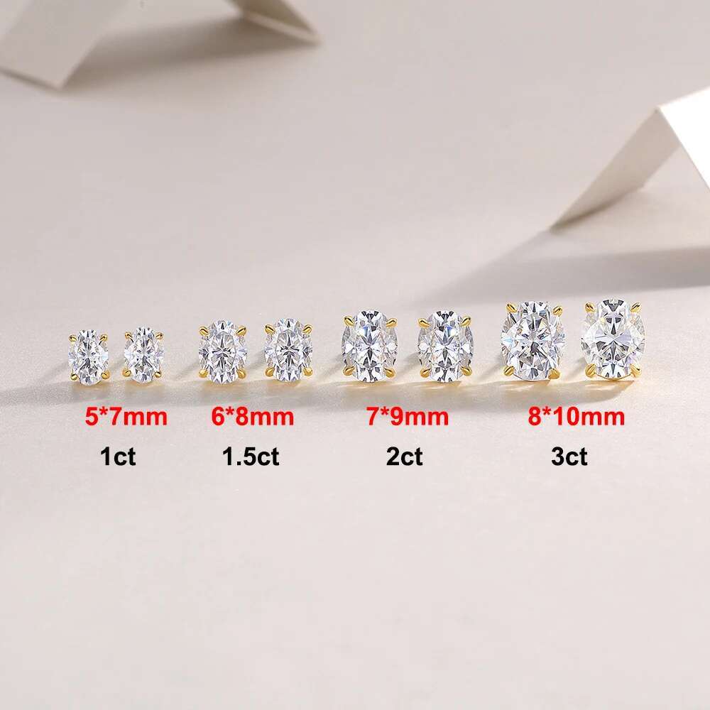 1-4ct Oval Cut Moissanite Stud Earring for Women Men D Color Sparkg Dia Sterg Sier Ear Studs Party Jewelry Gifts
