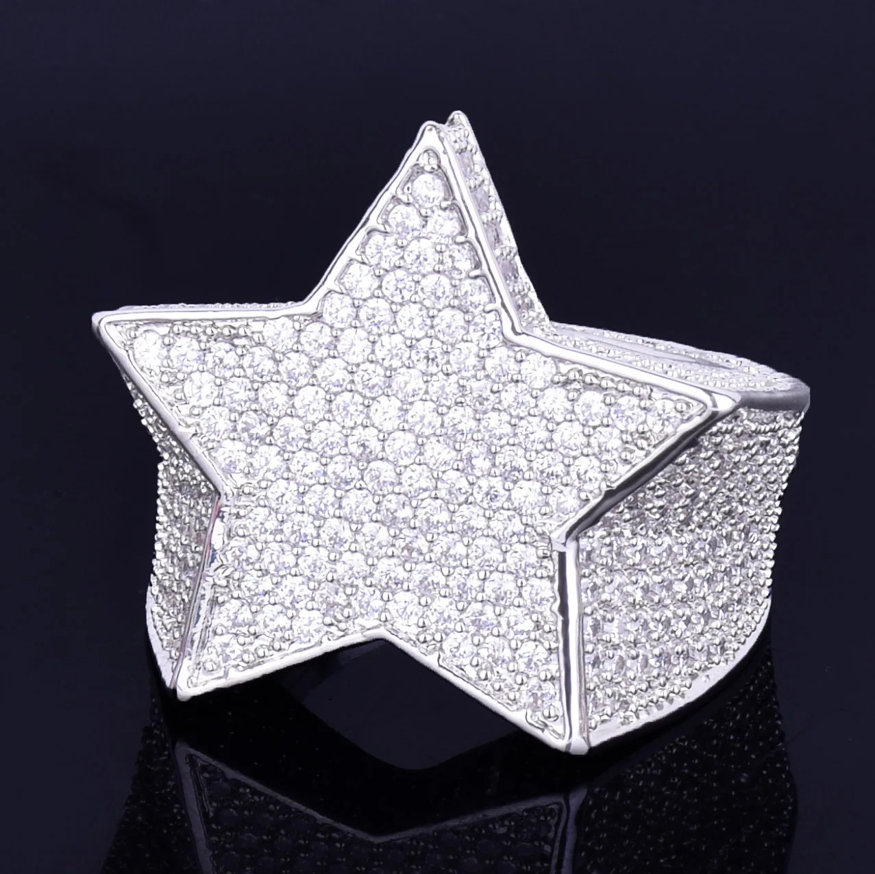 Bubble Letter Men Star Rings Charm Gold Color Full Zircon Fashion Hip Hop Rock Jewelry Bague Homme 250225