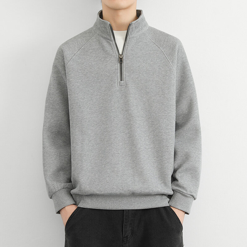 MM03221 2025 new spring half zip lapel sweatshirt men's pullover