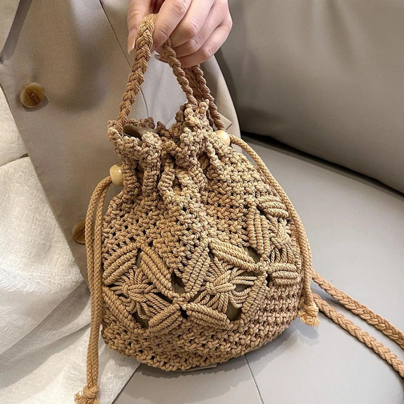 Cute er Straw Woven Shoulder Crossbody Bucket Bag Fashion Casual Summer Travel Beach Women Trendy 250224