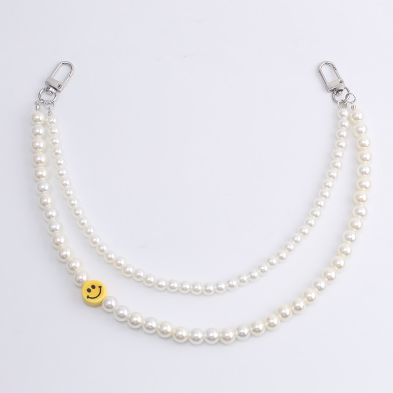 Pearl smiley necklace fashionable versatile jeans pants chain