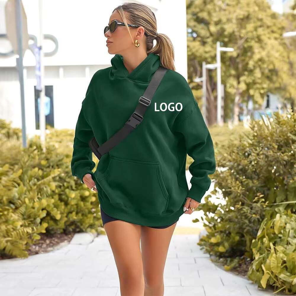 Cotton Sweatshirts Drop Shoulder Pullover Sporty Plain Soft Women's Hoodies