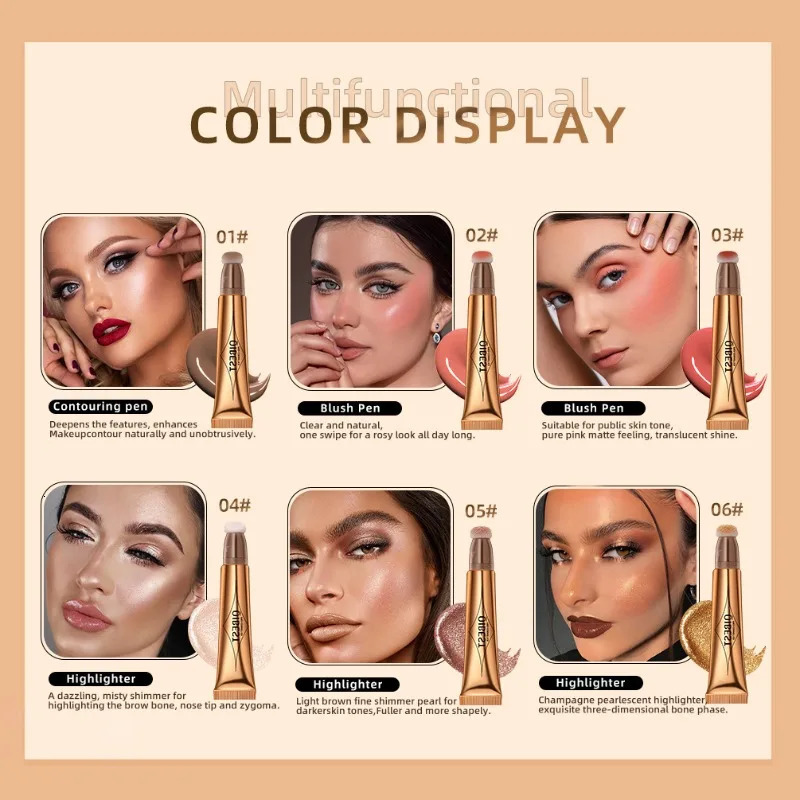 QI Liquid Contour With Cushion Applicator Natural Shimmer Finish Moisturizing Creamy Soft Blush For Cheeks Highlight 250219