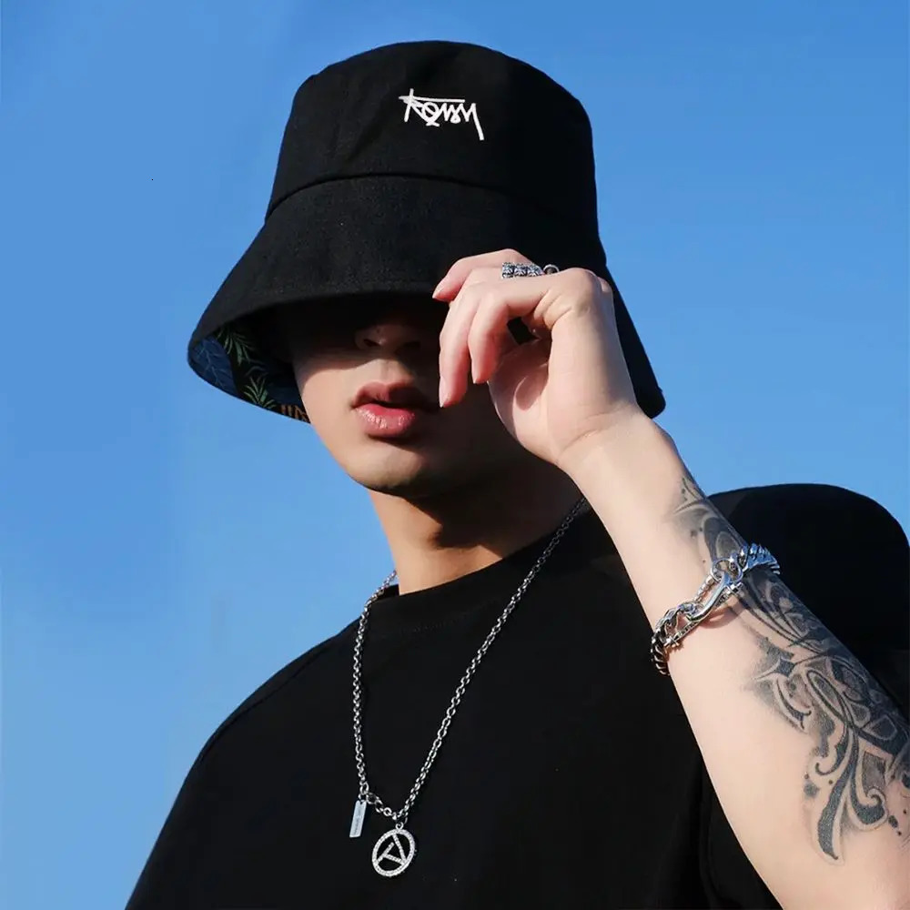 Doublesided Bucket Hat Men Women Summer Basin Cap Hip Hop Graffiti Fishing Fisherman Retro Pattern Packable Sun Protection 250210