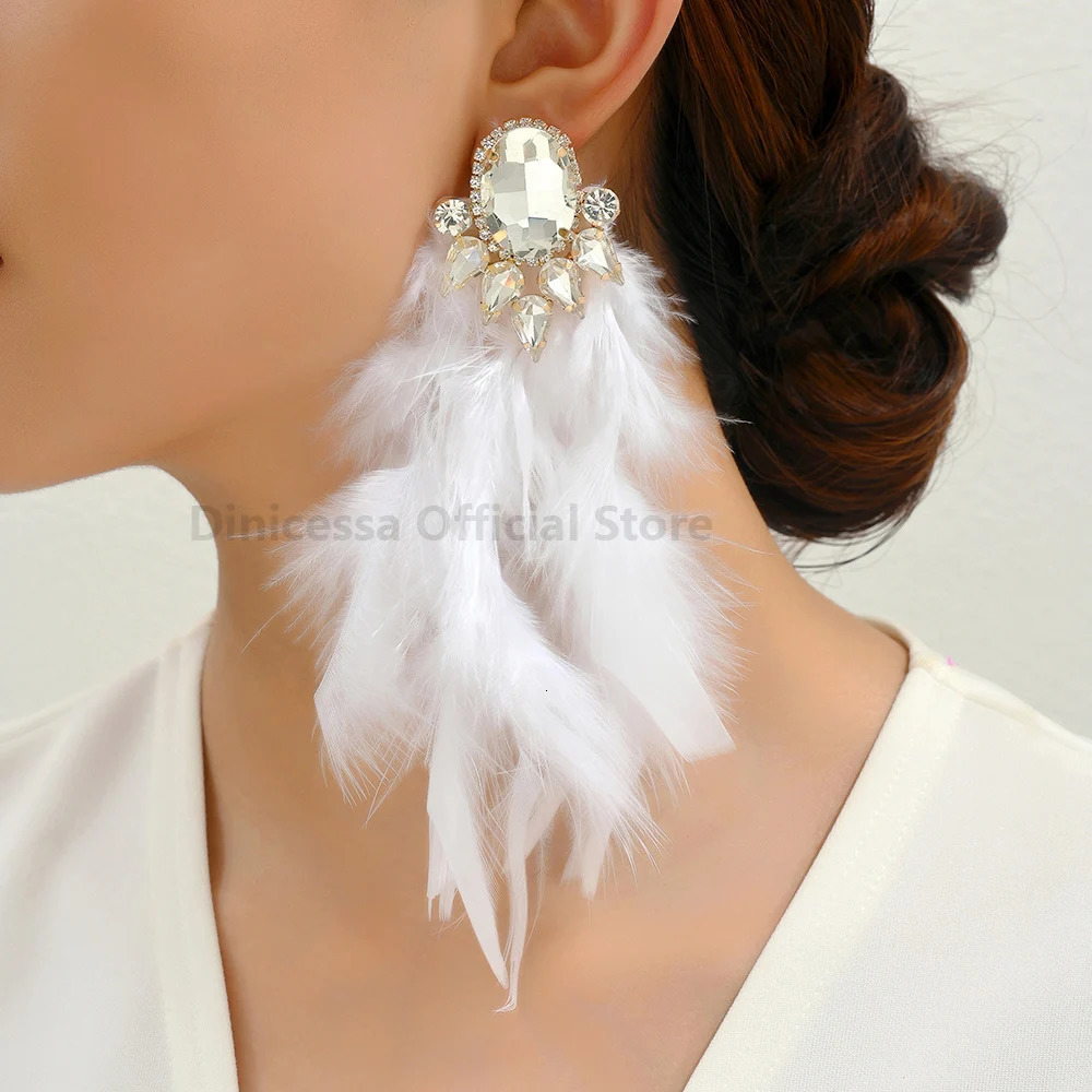 Feather Tassel Charm Elegant Long Dangle Drop Earrings For Women Fairy Holiday Wedding Party Jewelry Accessories 250225
