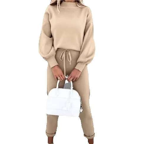 2025 New Autumn Winter Collection Long Sleeved Fleece Casual Hoodie Set Breathable Solid Pattern Custom Wholesale For Adults