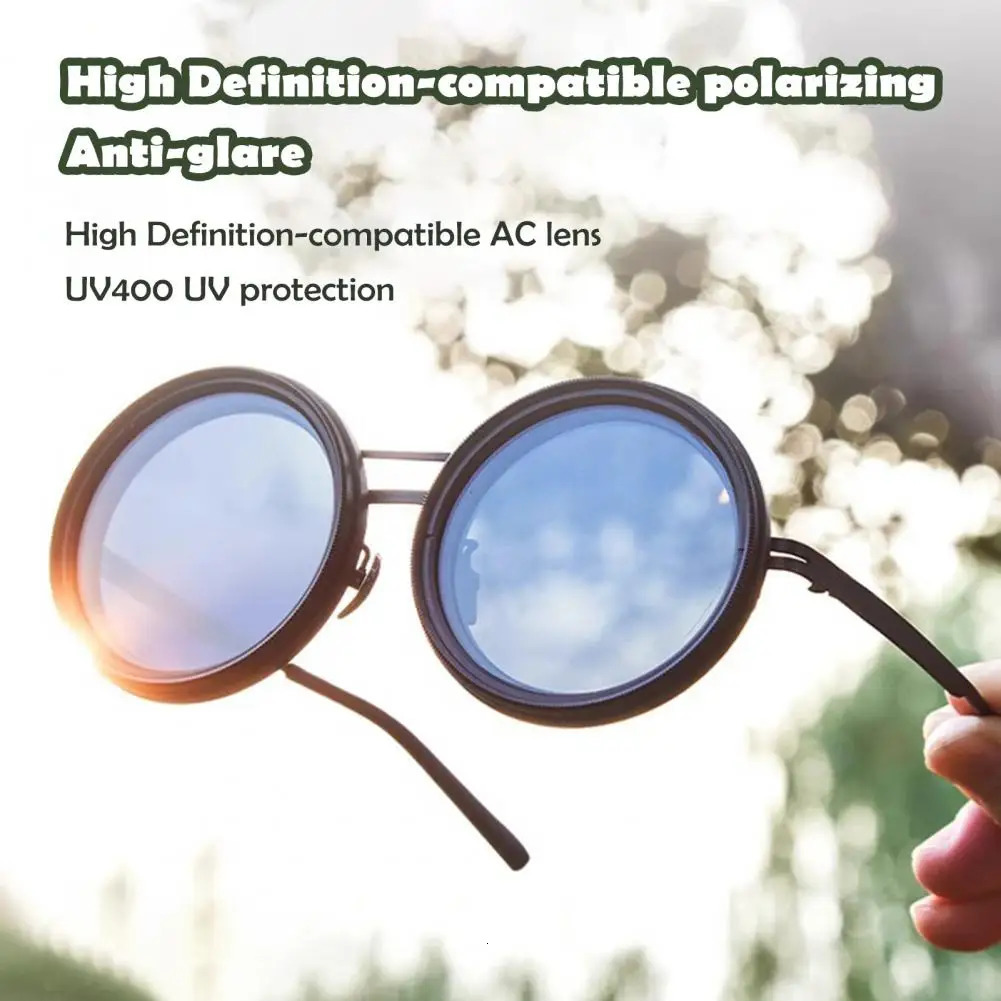 Stylish Rounded Polarized 1-9 Gears Adjustable Sunglasses with ND Filter Lenses Handcrafted Retro Glasses for Men Women 250221