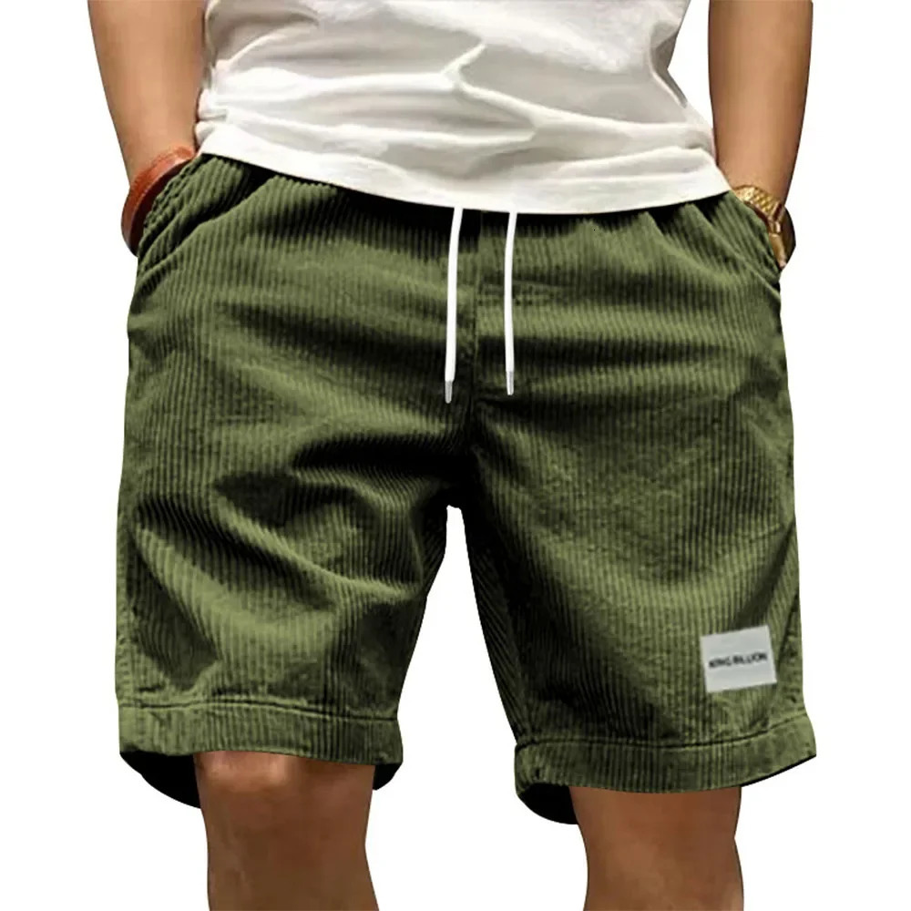 Vintage Cargo Shorts Mens Summer Trendy Retro Corduroy Short Pants Mens Casual Solid Color Shorts Sports Breathable Sweatpants 250225