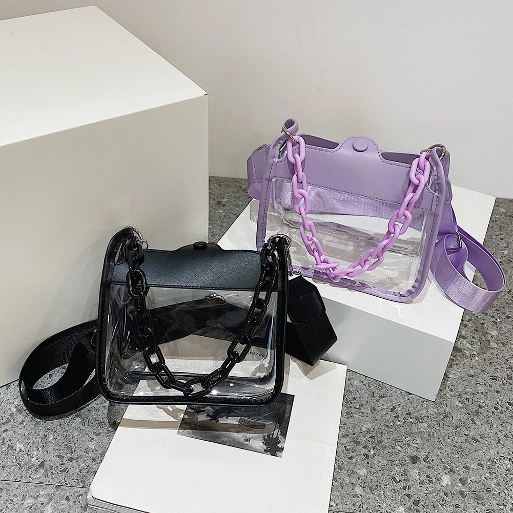 Designer Bag Women Clear Fashion Shoulder Bag Stadium Approved Handbags PVC Transparent Underarm Ladies Adjustable Straps Crossbody Bags