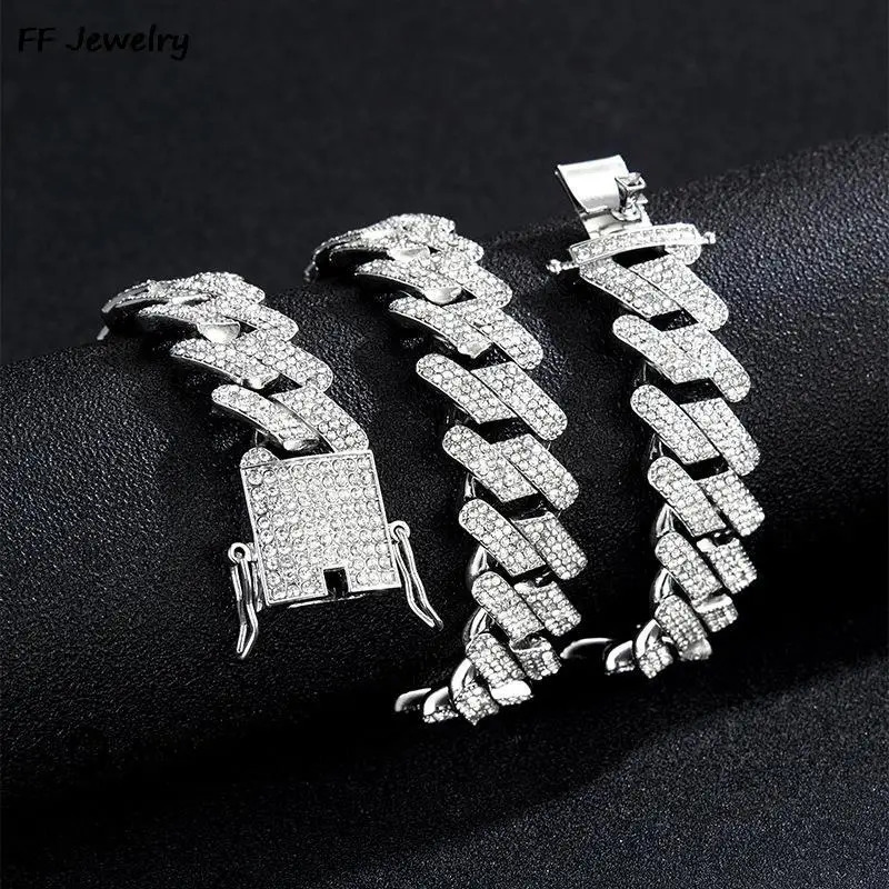 Iced Out CZ Stone Men jewelry Hip Hop Micro Pave 20mm Cuban Link Chain High Quality Heavy Chunky Necklace 3 Rows Cubic Zirconia 250225