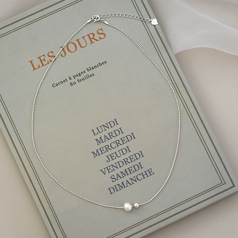 ASHIQI Natural Freshwater Pearl Necklace 925 Sterling Silver for Women Fashion Jewelry 250222