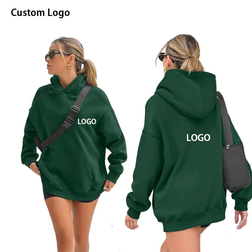 Cotton Sweatshirts Drop Shoulder Pullover Sporty Plain Soft Women's Hoodies