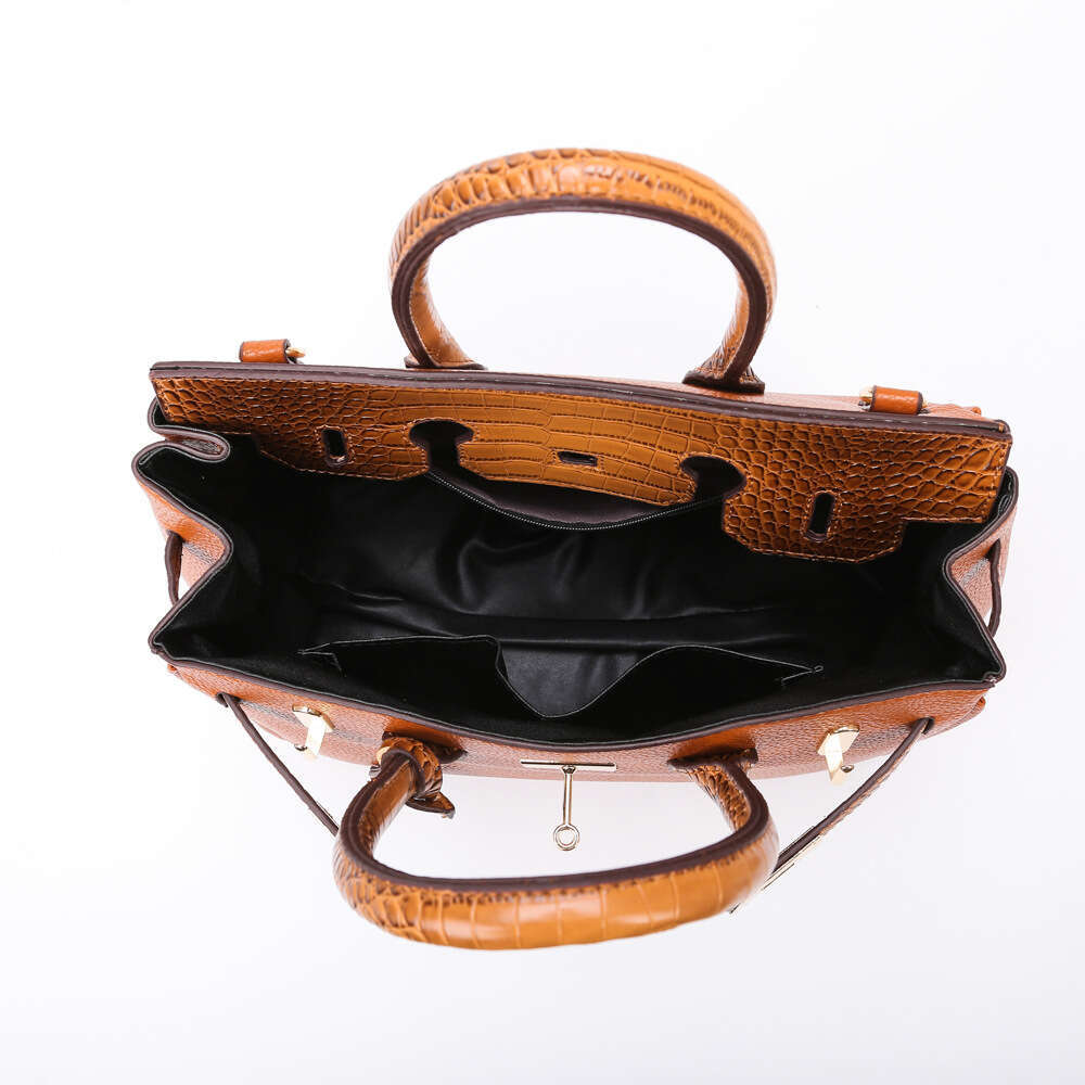2024 New Commuter Fashion Mother and Child with Crocodile Pattern Splicing Handheld Single Shoulder Diagonal Cross Women's Bag 9018