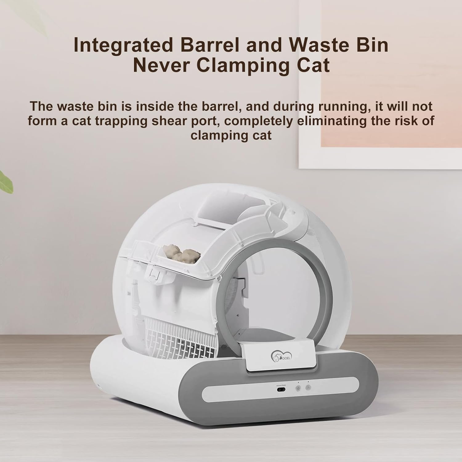 DOEL App-Controlled Self Cleaning Litter Box for Cats - Large 65L Capacity, Automatic Scooping