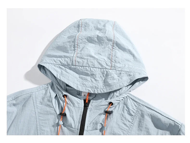 Mens sun protection jacket summer UV protection thin breathable outdoor bike sports hooded windproof mens sun protection clothing 250225
