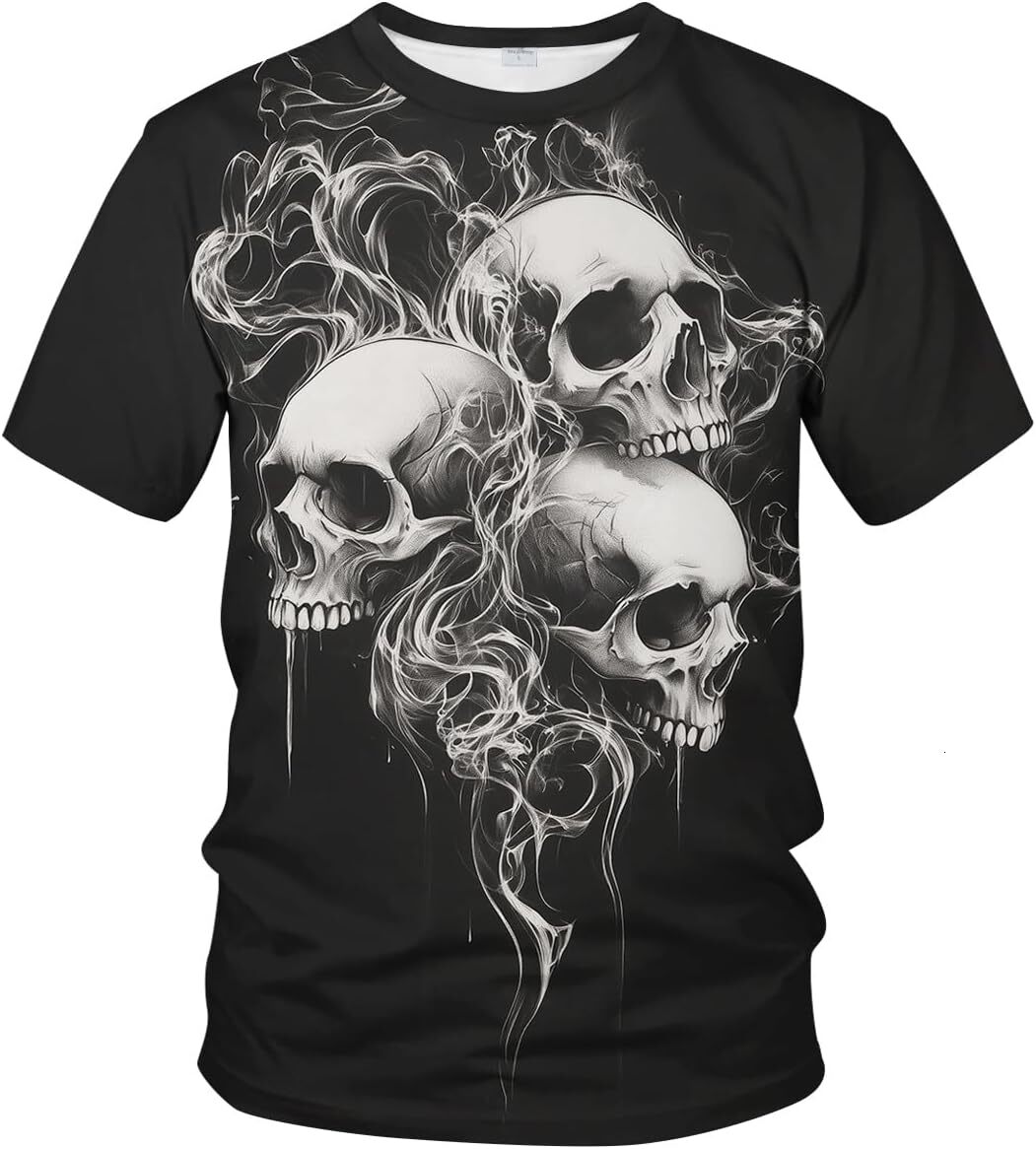 Mens T shirt Men's Novelty Skull T-Shirt Vintage Graphic Tee Shirt Short Sleeves tee Casual tops summer clothes