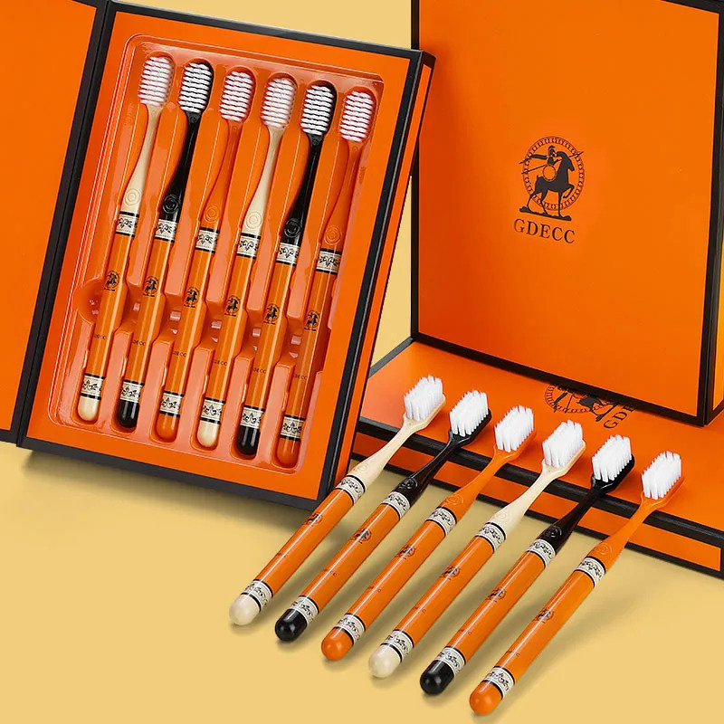 6 high-grade orange toothbrush gift box teeth cleaning tools deep cleaning oral care soft hair travel portable applicable to a 250226