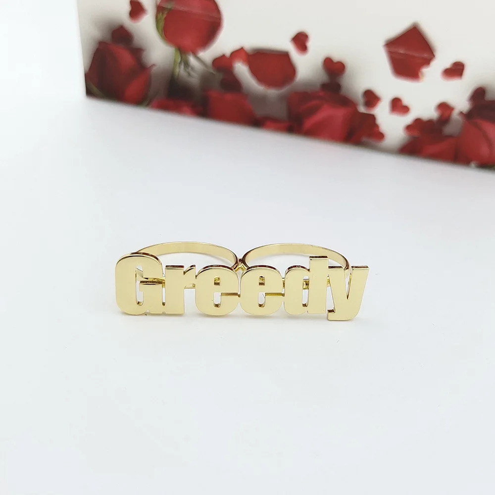 in Name Ring Silver Double Finger Ring Custom High-end Stainless Steel Ring Women Hip Hop Personalised Birthday Gift for Men 250225