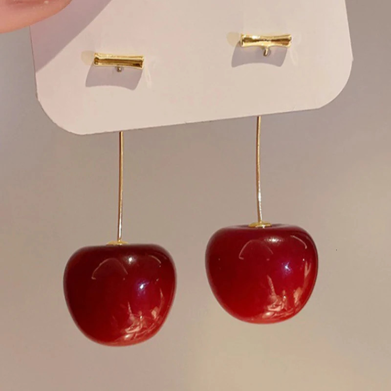Sweet Red Cherry Earrings for Women Fashion Delicate Fruit Drop Dangle Earrings Wedding Party Korean Ear Jewelry Gift 250225