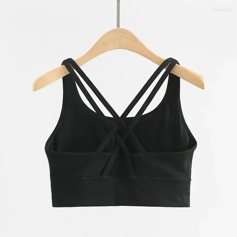 Men's Vests Women Energy Longline Bra Sexy Padded Criss Cross Back Fiess Running Tops Sweat-wicking Medium Support Workout Yoga Bras