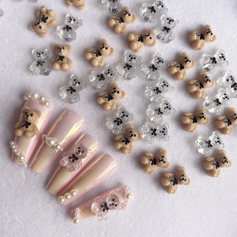 1020pcs Nail Art Cute Bear Jewelry Metal Matte 3D Candy Cartoon Crown White Diamond 250217