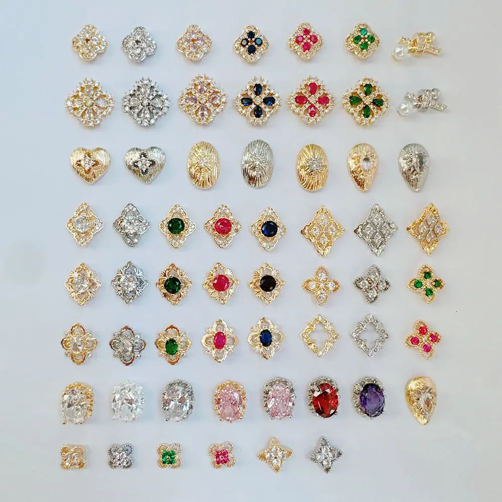 10pcs Flowers Cross Heart Oval Star Nail Art Parts Zircon Crystal Manicure Nails Accessories Supplies Decorations Charms 250217